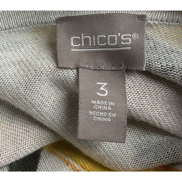 Chicos 3 (L) Multi Color Floral Knit Top Pull Over Style Rayon Blend - Picture 8 of 8
